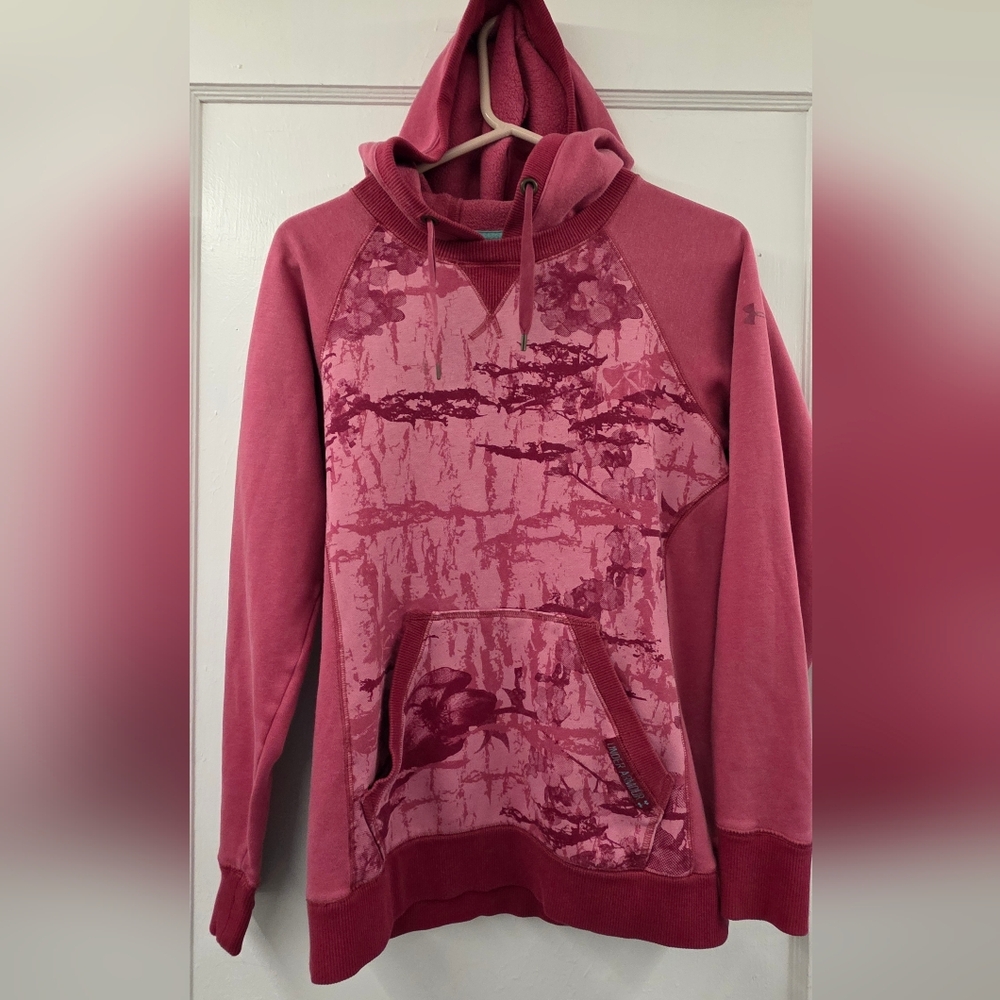 Under Armour Pink Fleece Hoodie Small Athletic Pullover EUC
